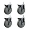 Service Caster 6 Inch Gray Polyurethane Wheel Swivel 58 Inch Threaded Stem Caster Set with Brake SCC SCC-TS20S614-PPUB-PLB-58212-4 - alternate 1
